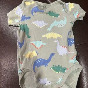 H&M Green Dinosaur Print Bodysuit